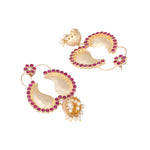 Thumbnail for Nuyug 22K Gold Plated Pink Paisley Bloom Earrings