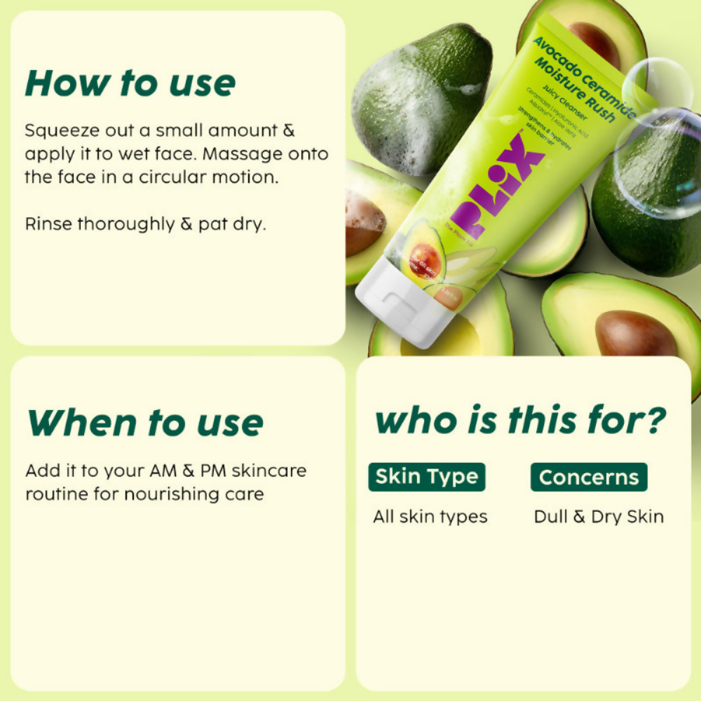 PLIX The Plant Fix Avocado Ceramide Moisture Rush - Cleanser & Cream - Distacart