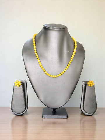 Inhanns Crystal Bloom – Single Line Necklace + Studs - Mehandi - Distacart