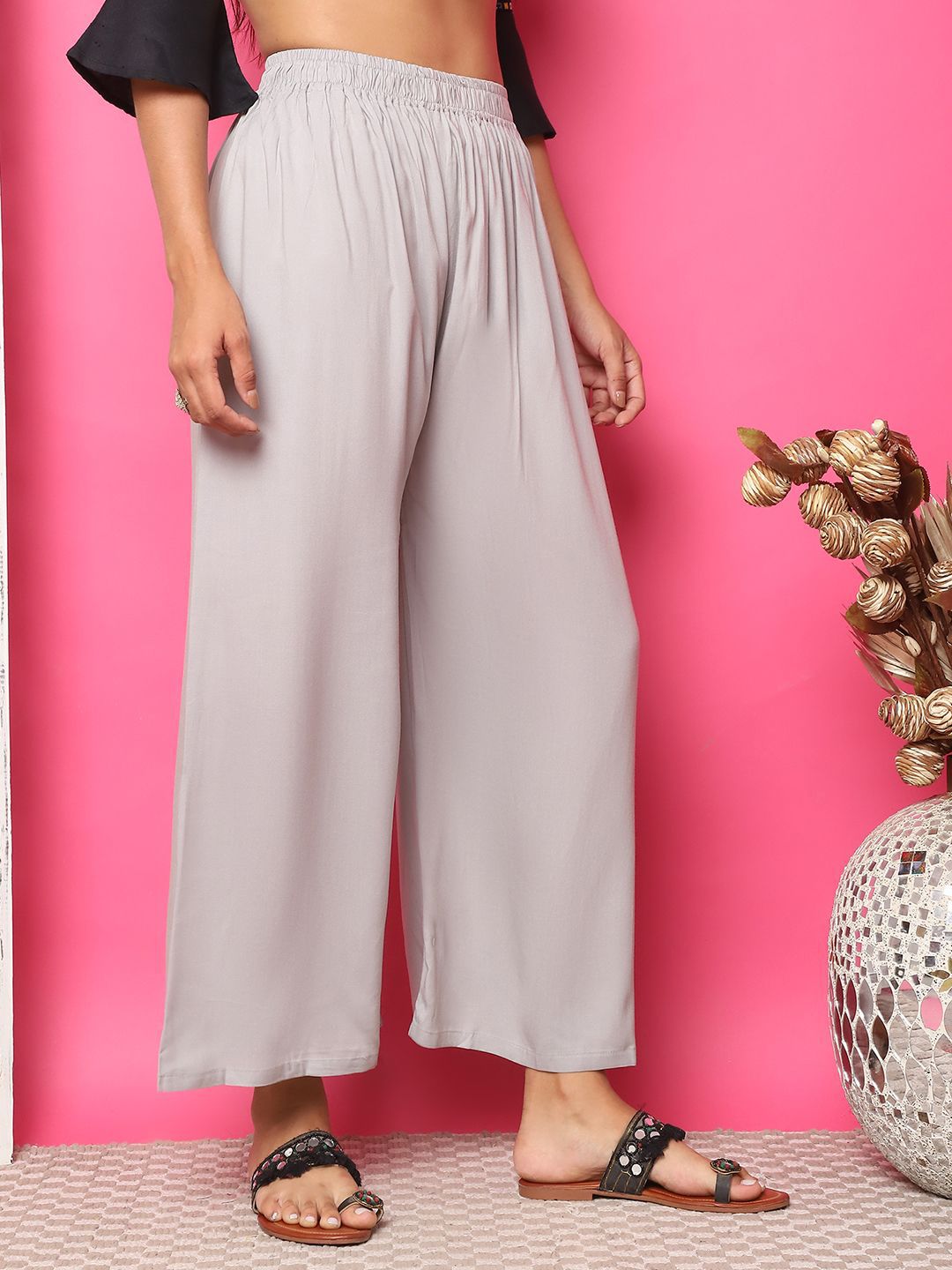 TAG 7 Women High Rise Flared Palazzos - Distacart