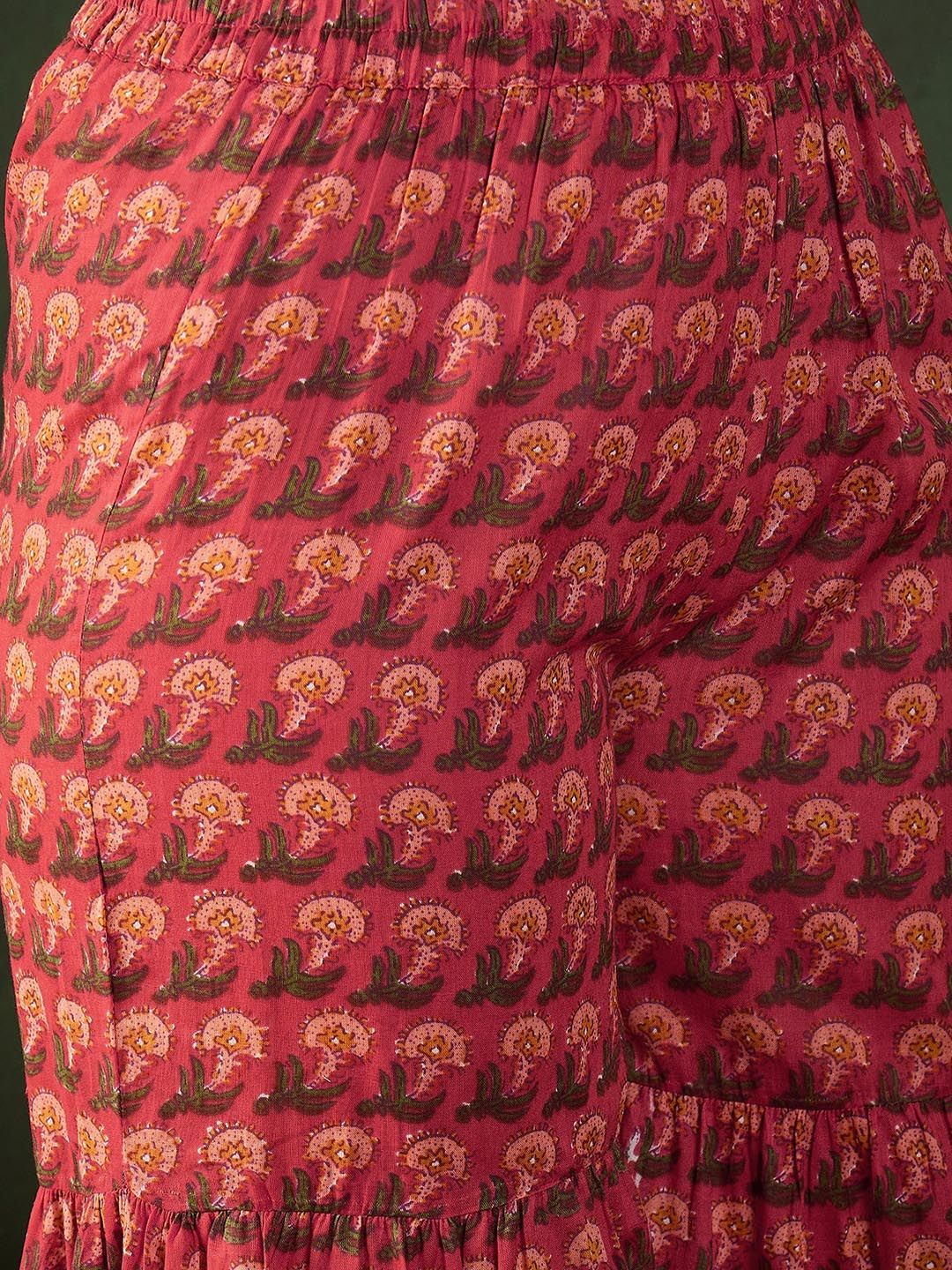 Sangria Printed Pure Cotton Kurta & Sharara With Dupatta