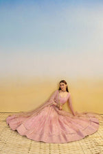 Thumbnail for Aastha Fashion Pink Butterfly Net Tone To Tone Cotton Thread Work And Sequence Work Embroidery Wedding Wear Lehenga Choli - Distacart