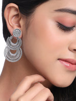 Thumbnail for NVR Women Silver Plated Crescent Shaped Drop Earrings - Distacart