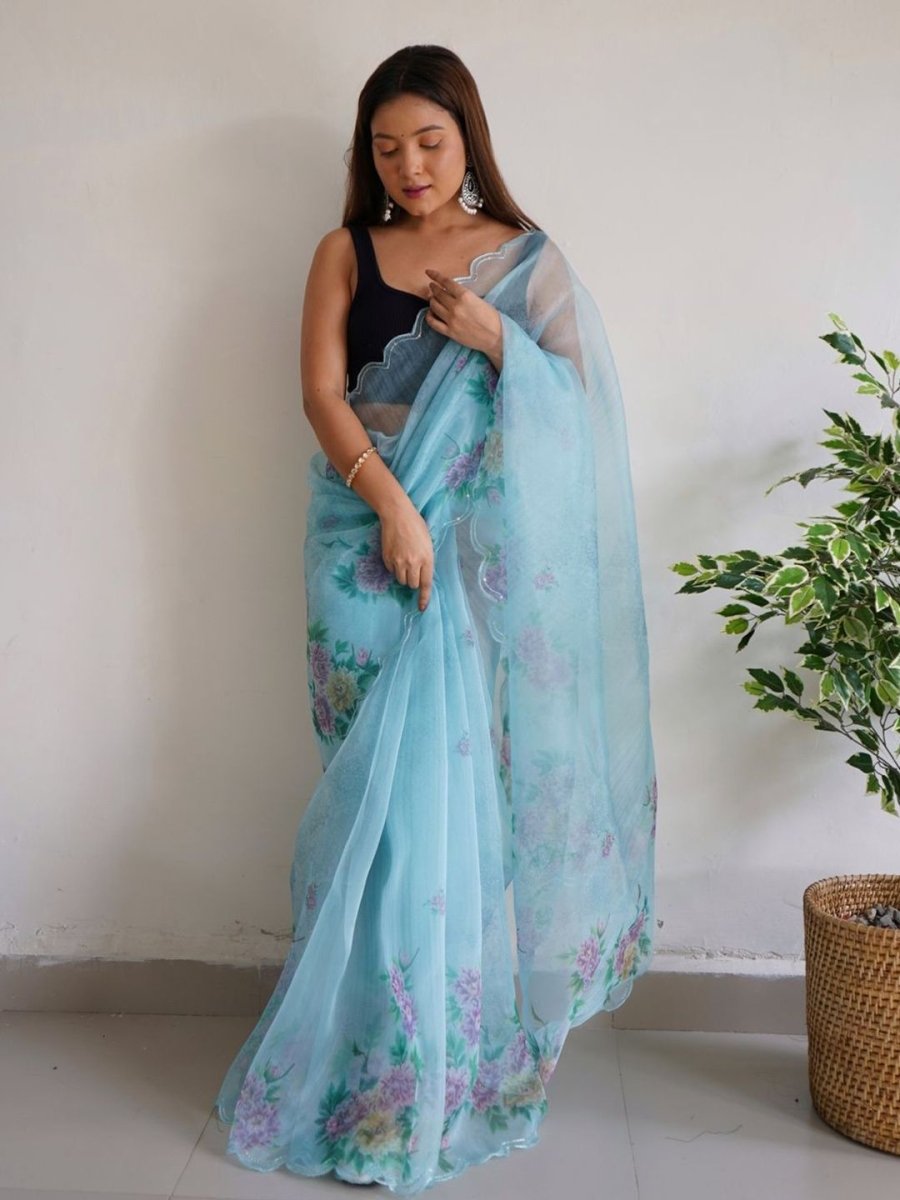 Anouk Floral Printed Organza Saree