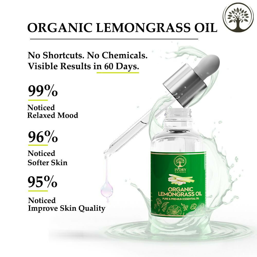 Ivory Natural Organic Lemongrass Oil Pure & Premium Essential Oil For Face, Scalp & Skin - Distacart
