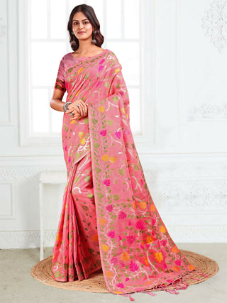 Astita Linen Cotton Pink Saree
