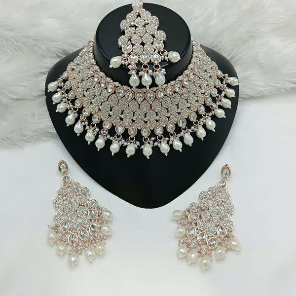 Joban Fashion Women Cream Stone Work Necklace Set - Distacart