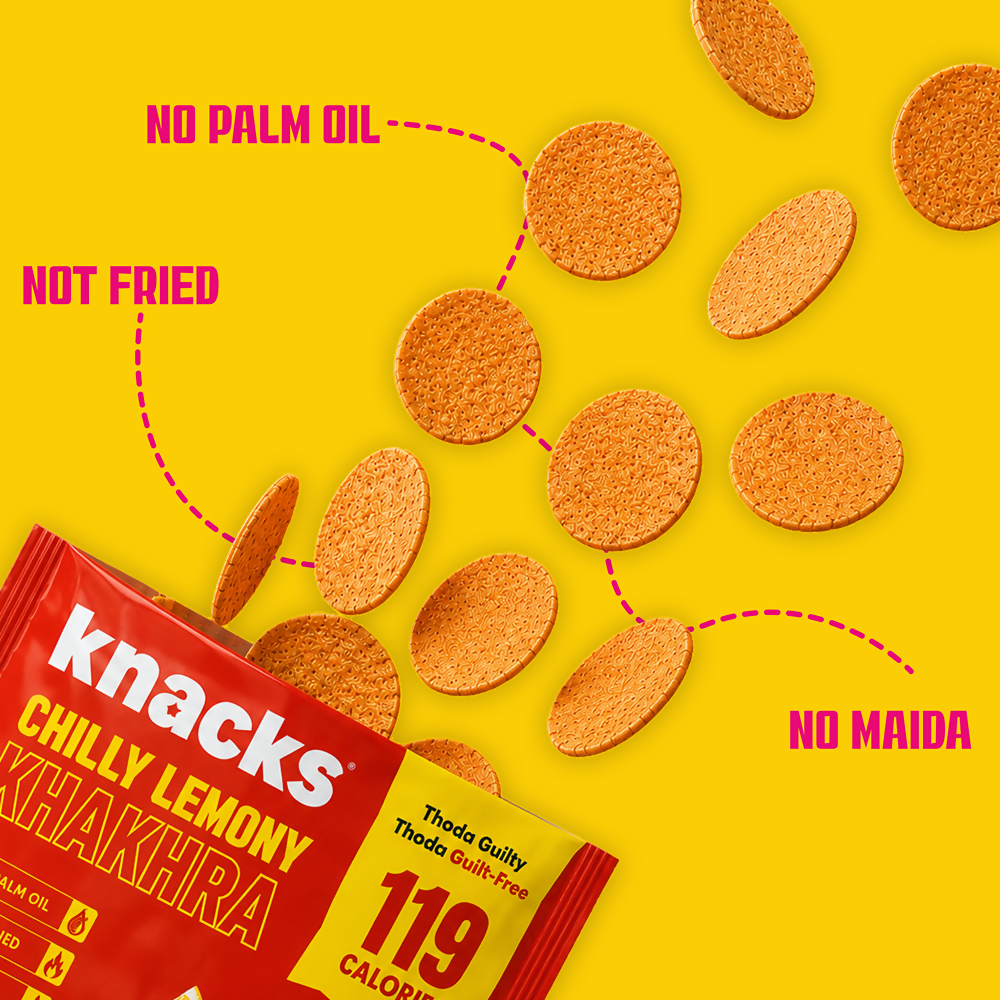Knacks Coin Khakhra Crisps - Chilly Lemony Flavour - Dista