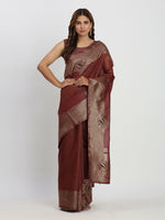 Thumbnail for Astita Linen Cotton Maroon Saree