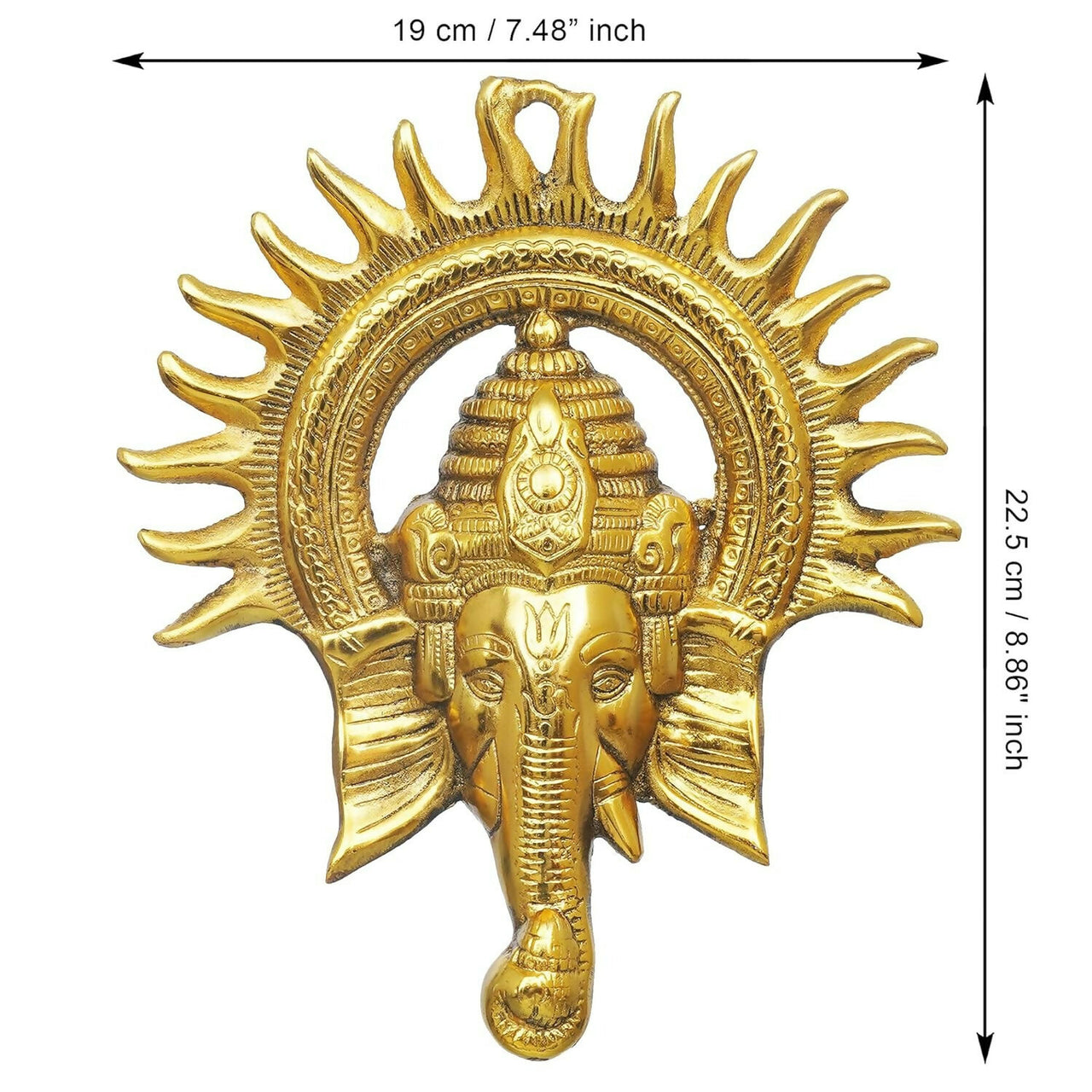 eCraftIndia Golden Lord Ganesha With Sun Decorative Metal Wall Hanging - Distacart
