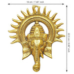 Thumbnail for eCraftIndia Golden Lord Ganesha With Sun Decorative Metal Wall Hanging - Distacart