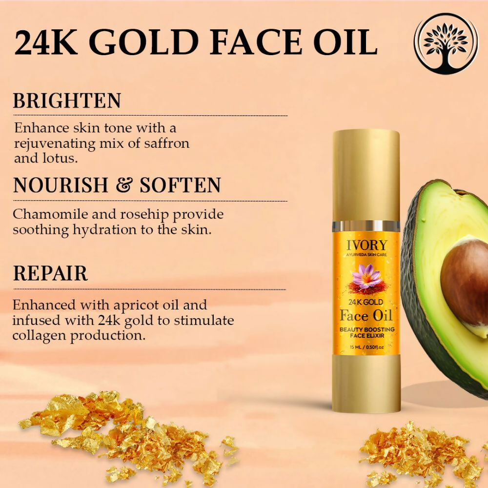 Ivory Natural 24K Gold Face Polish Oil For Luxurious Exfoliating And Rejuvenating Skincare - Distacart