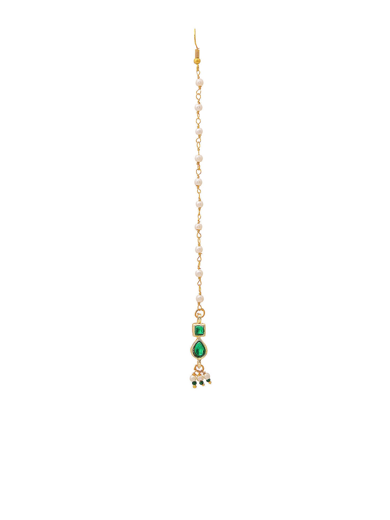 Ruby Raang Green Meenakari Kundan Maang Tikka