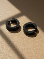 Thumbnail for NVR Men's Black Rhodium Plated Hoop Earrings - Distacart