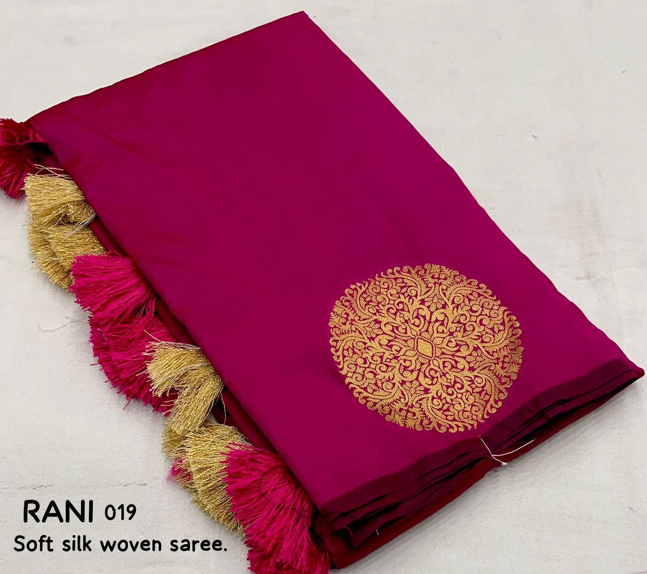 Rani Silk Woven Saree with Unstitched Blouse - Hiral Fashion - Distacart