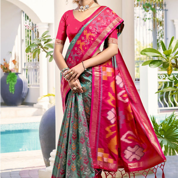 Astita Pochampalli Silk Grey Saree