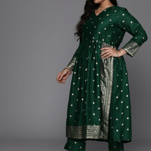 Ahalyaa Women's Traditional wear Kurta Set - Green - Distacart