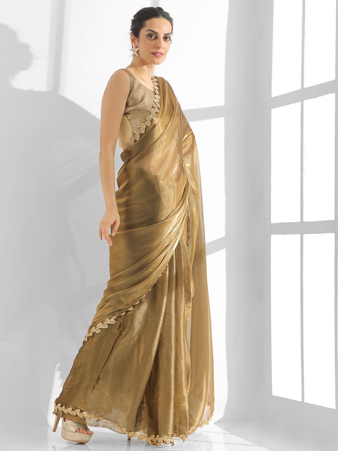 Mitera Sequinned Pure Chiffon Saree - Distacart