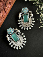 Thumbnail for Joban Fashion Women C Green Silver Replica Big Monalisa Stone Stud Earring - Distacart