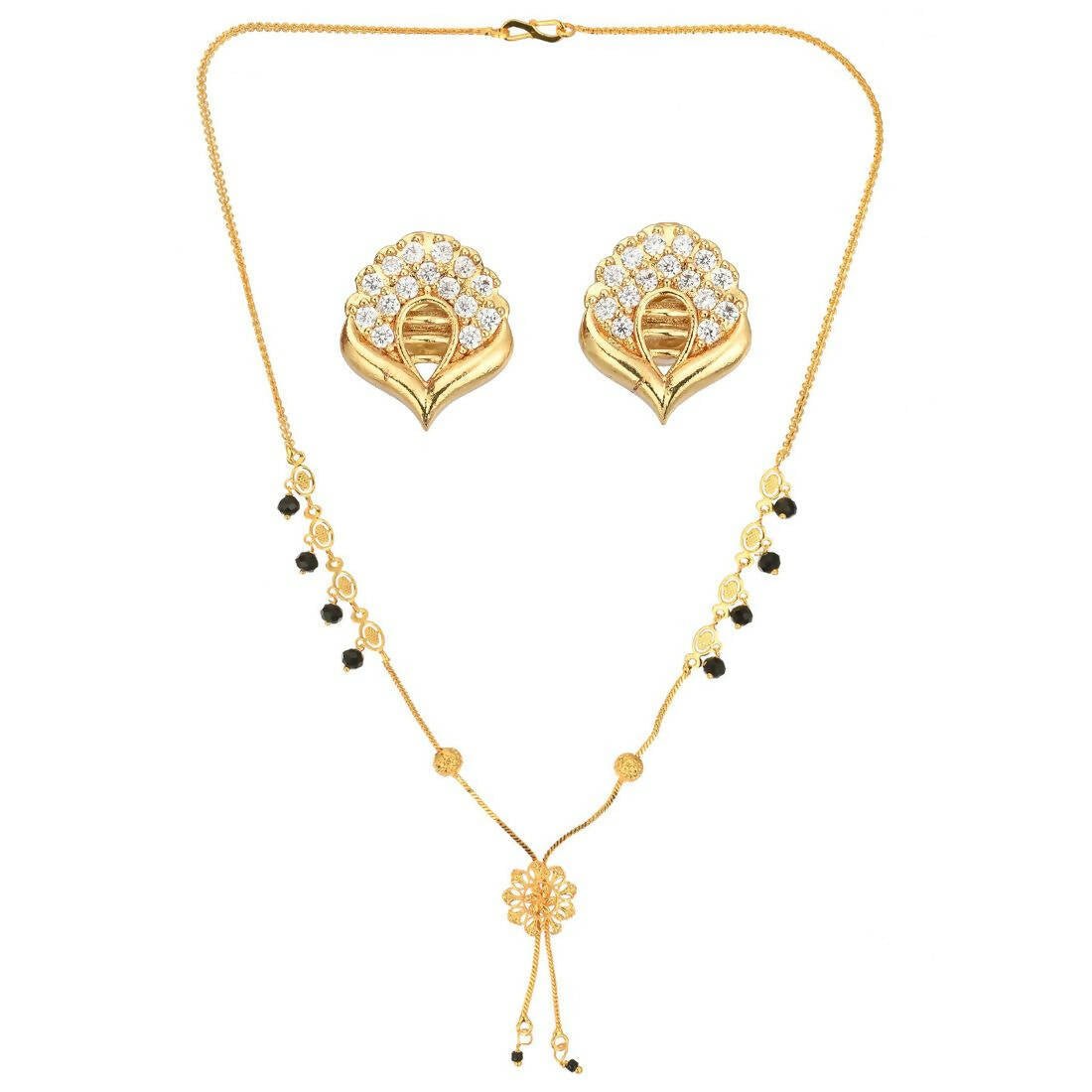AanyaCentric Gold Plated Short Mangalsutra Set with Earrings - Distacart