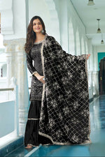 Thumbnail for Teeya Creation Black Colour Chinnon Silk Heavy Embroidery Work Fully Stitched Salwar Suit - Distacart