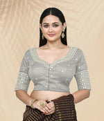 Thumbnail for Joban Fashion Women's Grey Embroidered Stitched Blouse