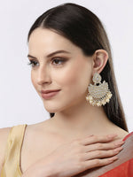 Thumbnail for NVR Women Gold-Plated Kundan Chandbali Earrings - Distacart