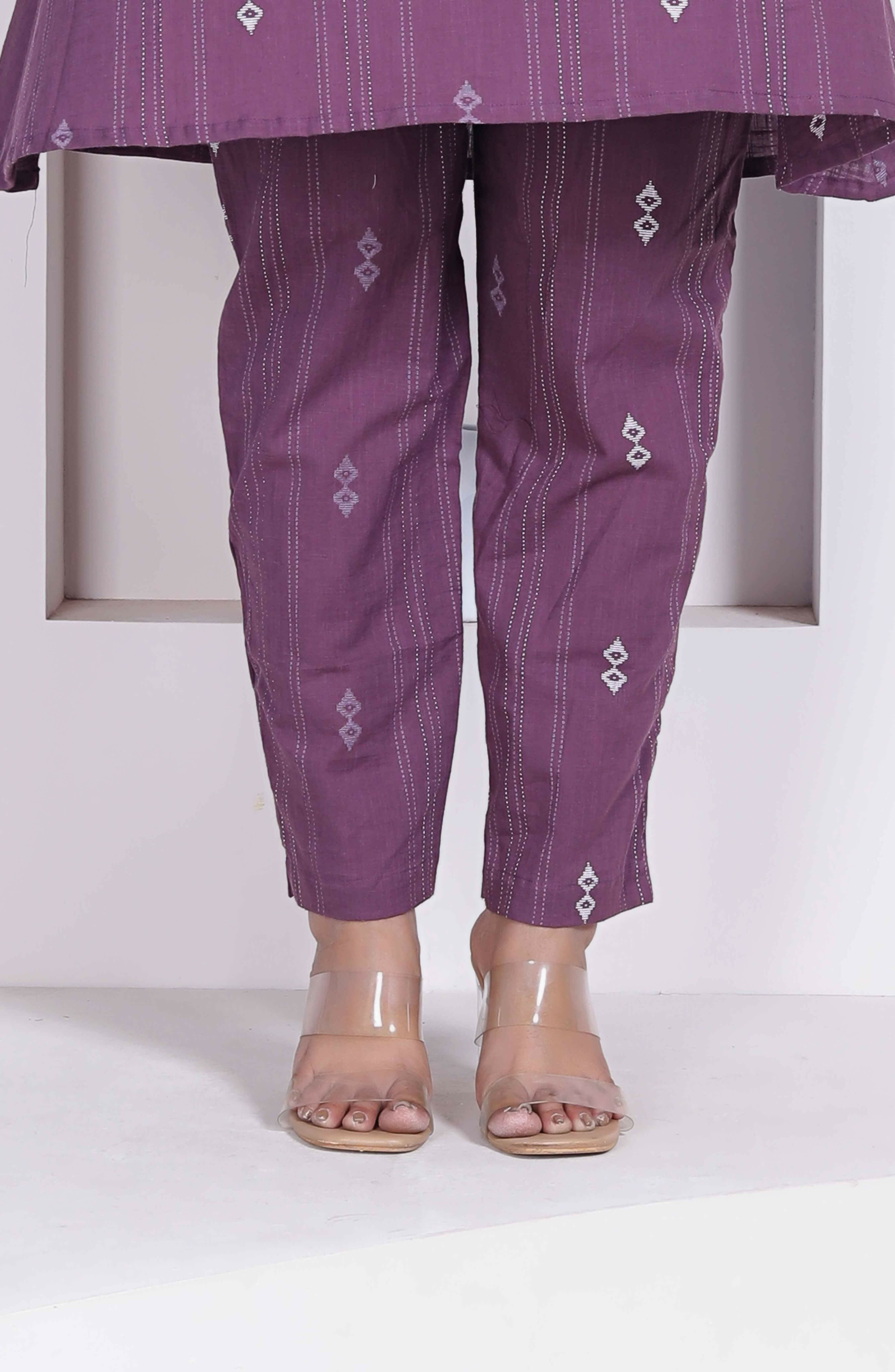 Miravan Womens Abstract Printed Wine Kurta Set - Dista