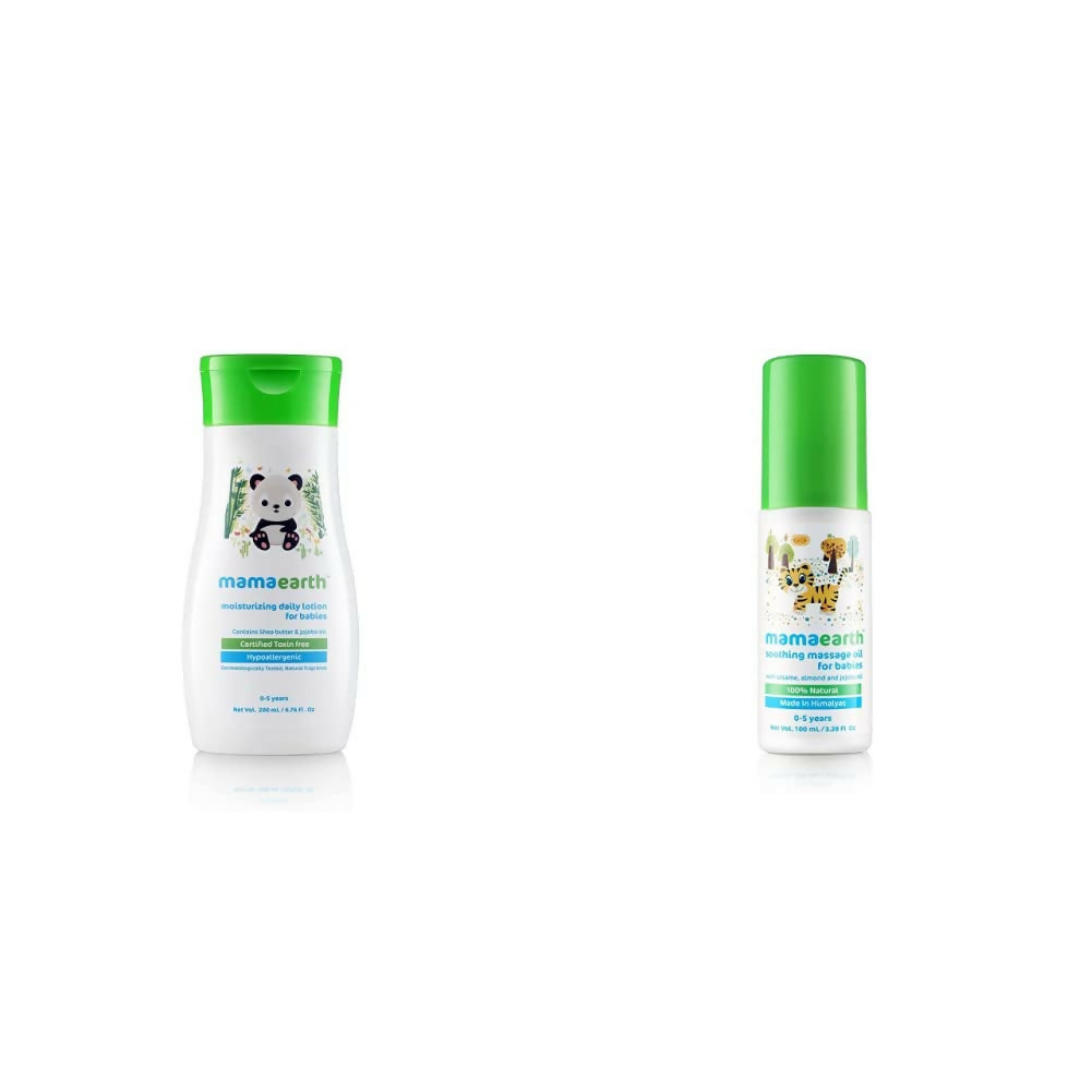 Mamaearth Daily Moisturizing Lotion & Soothing Baby Massage Oil, With Sesame, Almond & Jojoba Oil - Distacart