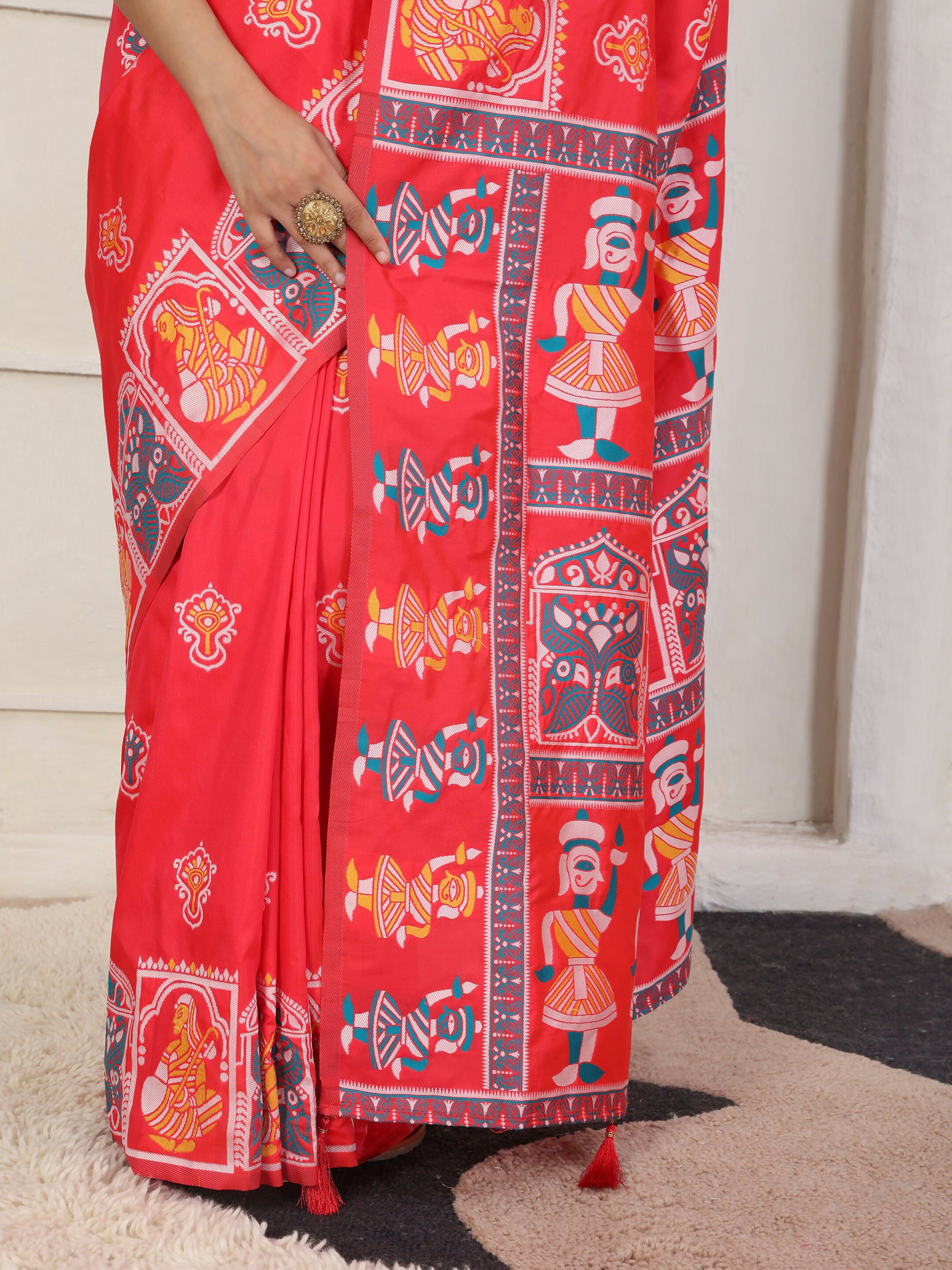 Astita Silk Blend Red Saree