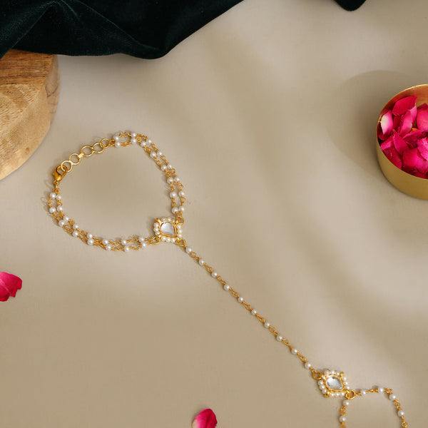 Ruby Raang Gold Kundan Haath Phool