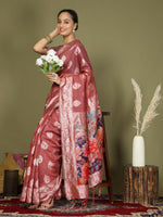 Thumbnail for Astita Linen Cotton Rust Saree