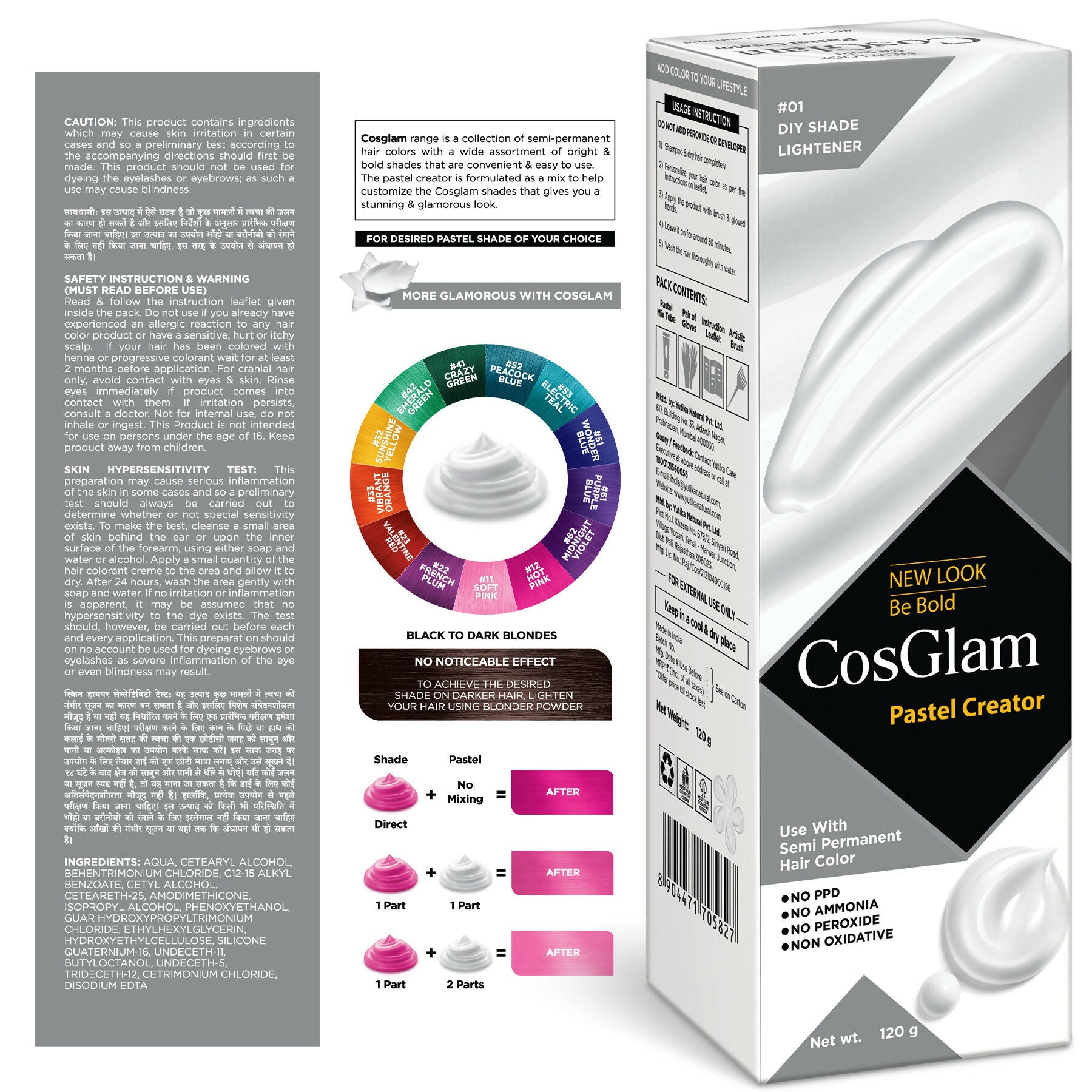 Cosglam Semi Permanent Hair Color for Women & Men-Pastel Creator - Distacart