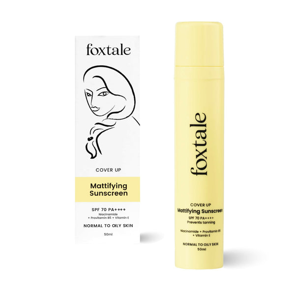 Foxtale Niacinamide Mattifying Sunscreen SPF 70+ PA++++ - Prevents Tanning, UVA/UVB Protection - Distacart