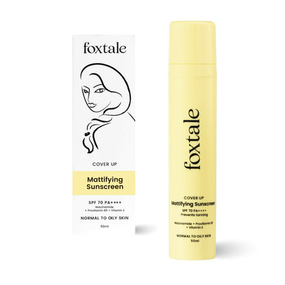 Foxtale Niacinamide Mattifying Sunscreen SPF 70+ PA++++ - Prevents Tanning, UVA/UVB Protection - Distacart