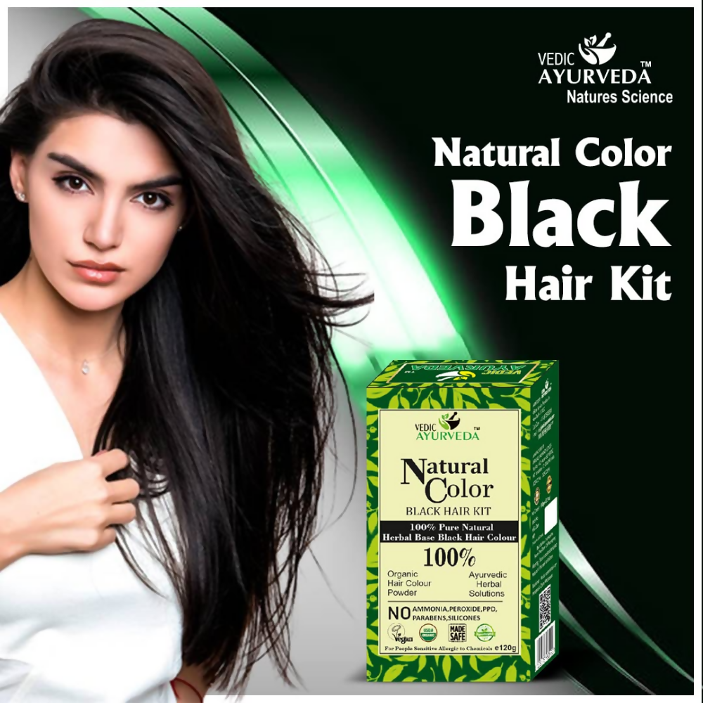 VedicAyurveda Natural Color Black Hair Kit - Dista