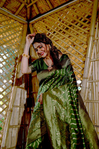Thumbnail for Partywear Designer Mendi Banarasi Silk Fancy Saree - Starwalk - Distacart
