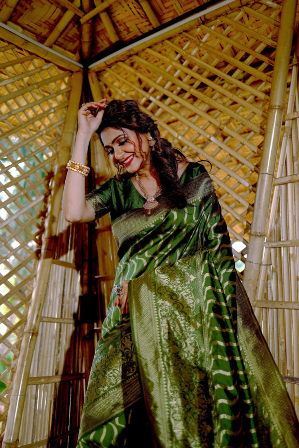 Partywear Designer Mendi Banarasi Silk Fancy Saree - Starwalk - Distacart