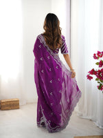 Thumbnail for Joban Fashion Purple Jimmy Choo Saree With Thread with Sequins work