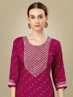 Thumbnail for Jyoti Fashion Women's Rani Pink Silk Blend Embroidery & Sequence work Kurta with Trouser & Dupatta - Distacart