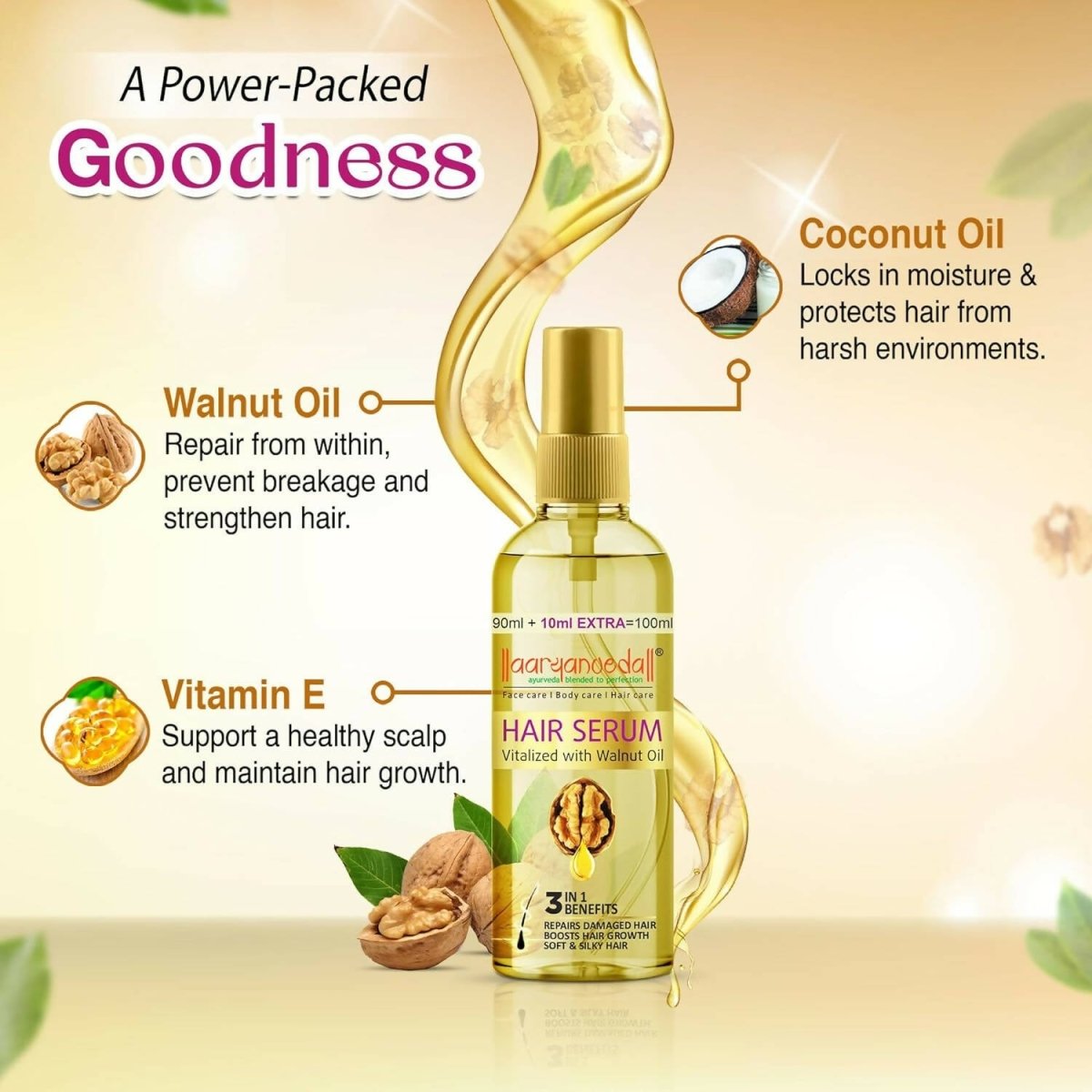 Aaryanveda Hair Serum Vitalized with Walnut Oil - Distacart