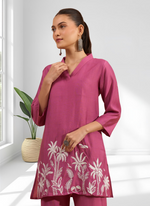 Thumbnail for Joban Fashion Pink Silk Embroidered Readymade Cord Set - Distacart
