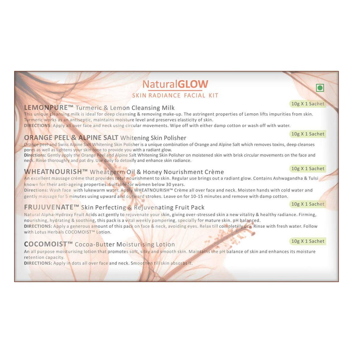 Lotus Herbals Natural Skin Glow Radiance Facial Kit - Distacart