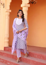Thumbnail for Alvano Printed Straight Kurti with Pant and Dupatta Set for Womens's and Girls Rayon - Distacart