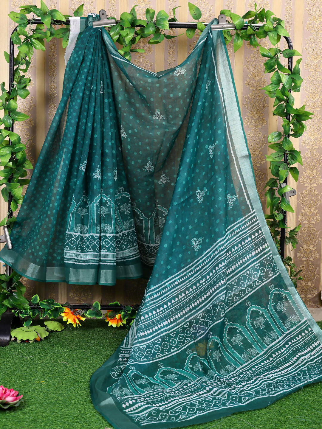 Astita Cotton Teal Saree