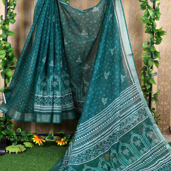 Astita Cotton Teal Saree