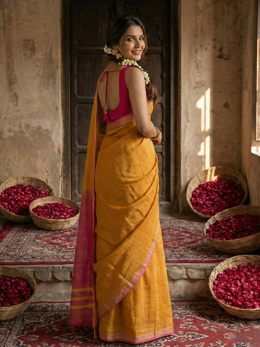 Shree Shyam Fashion Gold Cotton Saree - Distacart
