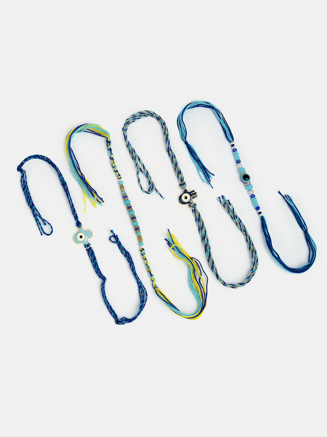 NVR Women & Men Set of 4 Blue Evil Eye Charm Rakhi With Roli Chawal - Distacart