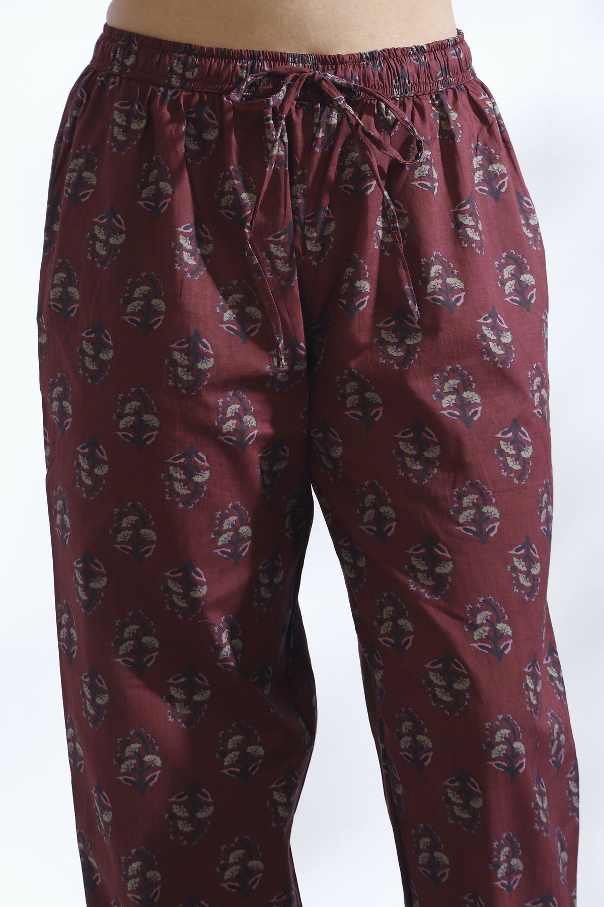 Breathables Butta Print Cotton Co-Ord Set – Wine - Dista
