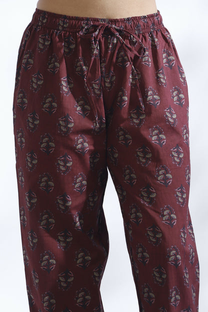 Breathables Butta Print Cotton Co-Ord Set – Wine - Dista